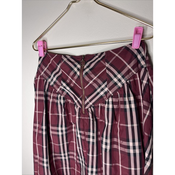 Anthropologie Maeve Drop Waist Taffeta Maxi Skirt Red Gingham US 6 - Picture 7 of 11